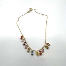 Elegant 14K gold bracelet adorned with vibrant multicolored rectangular stones