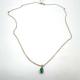 14K yellow gold necklace with a beautiful green stone pendant elegant design
