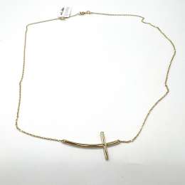 Unique tilted cross necklace in yellow gold, elegant and refined design