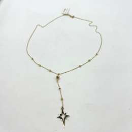 Charming 14K yellow gold necklace with a star design for daily wear good gift