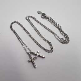 Vintage Cute Pendant Icon Cross Chain Sterling Silver 925 Jewelry Gift Women's