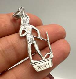 Vintage 925 Sterling Silver Ancient Egyptian Hapi God Pendant – Handmade Amulet