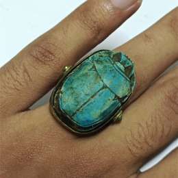 Ancient Egyptian Scarab Ring – Vintage Brass Jewelry – Pharaoh Style Collectible