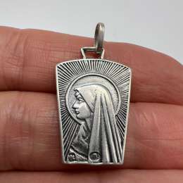 Vintage 925 Sterling Silver Catholic Medal Pendant Religious Icon Jewelry 3.55g