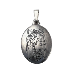 Vintage Sterling Silver Love Story Pendant: Engraved Italian Family Jewelry