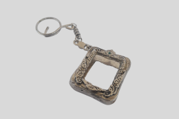 Silver Plated Ornate Square Keychain Keyring Charm 75g Decorative Unique Gift