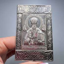 Vintage Icon St.Nicholas Sterling Silver 925 Orthodox Religious Art Ukraine Gift
