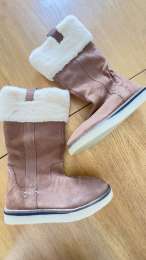 Zara girls brown suede fur boots Size EU 37 made in India