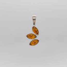 Natural Amber Sterling Silver 925 Leaf Pendant Necklace – Handmade Nature Jewelr