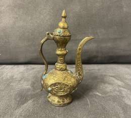 Decorative Metal Pitcher with Blue Gems – Traditional and Elegant Design
