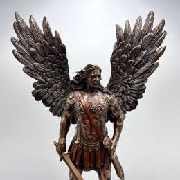 Archangel Michael Statue Polystone Bronze Religious Home Decor Gift Italy 27cm
