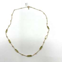 14K yellow gold necklace with elegant green stones  olivine, delicate & stylish.