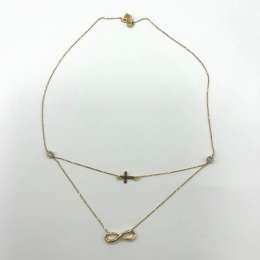 14K yellow gold necklace with cross and infinity symbol, unique and daily wear