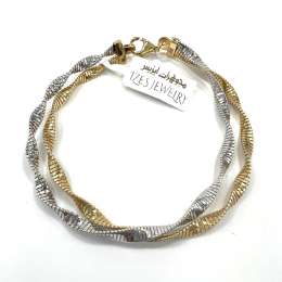 new design Beautiful and elegant 14K yellow and white gold twisted bracelet
