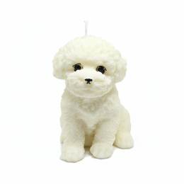 Cute White Puppy Dog Candle - Bichon Frise Poodle Lover Gift & Home Decor