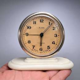 1960's Vintage USSR Slava Mechanical Alarm Clock 11 Jewels Good Working