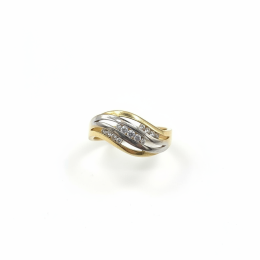 14K Two-Tone Gold Interlaced Zircon Ring Women's Size 7 Yellow White Gold