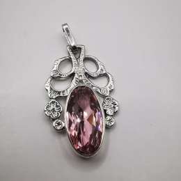 New Pendant Star made of 875 silver, handmade,Ruby Pink Artificial 3.46 g