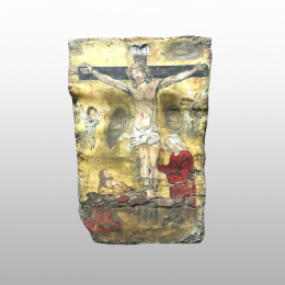 Antique Style Hand-Painted Crucifixion Panel Religious Christian Art 65x40cm 4.5