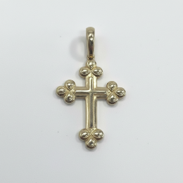 14K Yellow Gold Floral Cross Pendant Religious Christian Fine Jewelry Gift