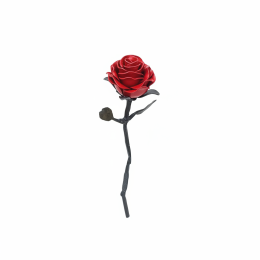 Hand-Forged Metal Rose Sculpture Everlasting Red Iron Art Gift Decor
