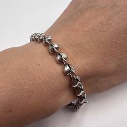 Vintage Used Bracelet Heart Sterling Silver 925 Beautiful Jewelry Women's 7.15gr
