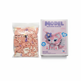 Cute Pink Cat Micro Building Blocks Animal Model Kit W2106 535 Pcs DIY Gift 14+ Ages