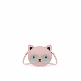 Pre-Owned Kids Mini Crossbody Bag Pink Raccoon Glitter Girls Purse Excellent Cond