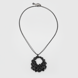 Black Rose Floral Statement Necklace Adjustable Women's Dark Metal Pendant NEW