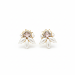 Handmade Pearl Blossom Earrings Elegant Floral Design Studs Women's Wedding Jewelry