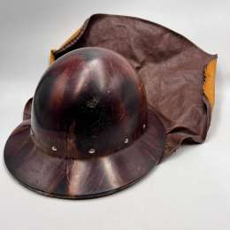 Vintage Soviet Firefighter Helmet USSR 1950s–70s Fiberglass with Leather Guard