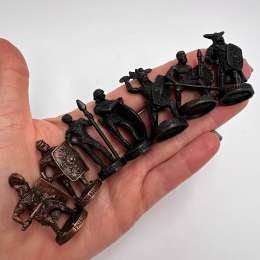 Vintage Bronze Roman Gallic War Soldiers 1980s Set of 7 Mini Figures Gift