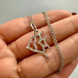 Vintage 925 Sterling Silver Fish Pendant Necklace with Sparkling Cubic Zirconia
