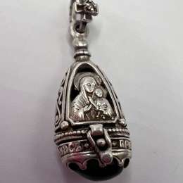 Vintage Sterling Silver 925  Reliquary Pendant Jewelry- Virgin Mary and Child