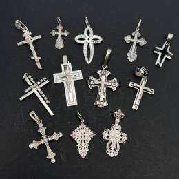 Lot of 12 Sterling Silver 925 Christian Religion Crosses Stamped NOT Scrap 35 gr