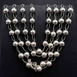 Vintage Sterling Silver 925 Bead Chain Necklace 145cm Long Estate Jewelry 83g