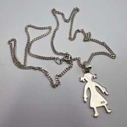 Sterling Silver 925 Cute Girl Pendant Necklace Women’s Jewelry 5.48g