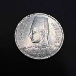 1939 Egypt 10 Piastres Silver Coin King Farouk I Vintage Collectible