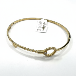 14K Yellow Gold Bangle Bracelet Women's Twisted Rope Zircon Fine Jewelry