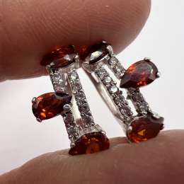 Vintage Pair Of Stud Earrings Sterling Silver 925 Stone Jewelry Women's Stamped