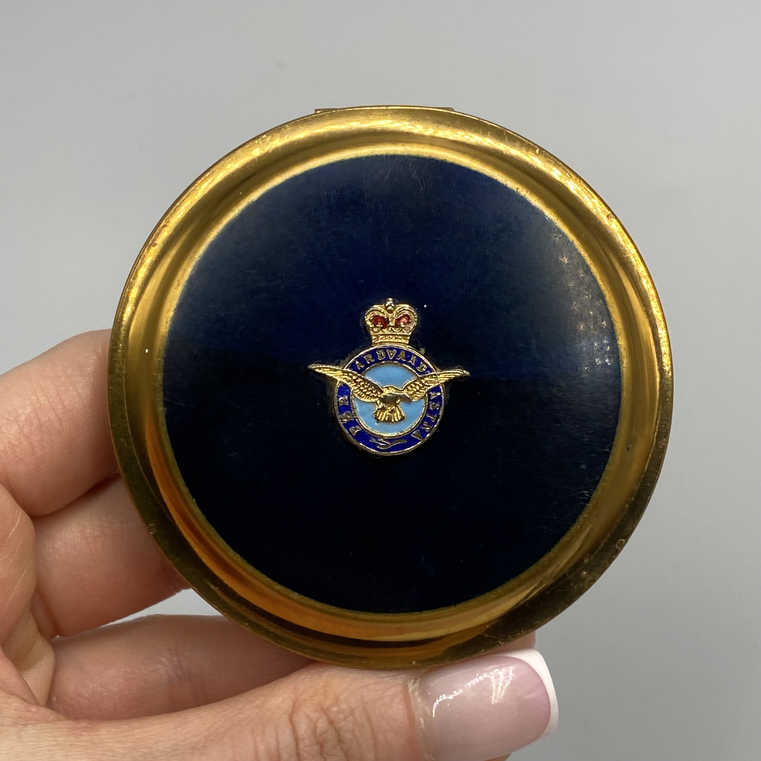 Vintage RAF Powder Compact Brass Enamel British Air Force Mirror Case ...