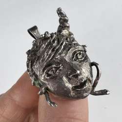 Vintage-Silver-800-Hand-Made-Womans-Jewelry-Pendant-Pin-Brooch-Unicorn-Woman