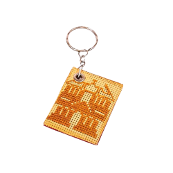 Stunning Handmade Petra Design Silver Yellow and Brown Fabric Key Chain 5 Gr