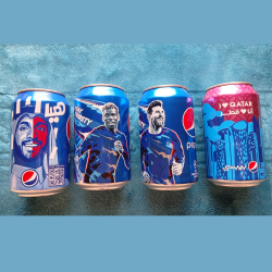 4 Pepsi Empty Can 330ml Collection Messi Pogba Hayya Qatar Limited Advertising