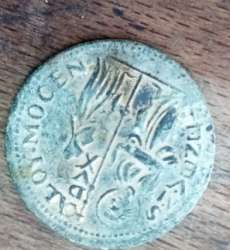 An antique coin from the Byzantine era in Jerusalem