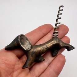 Vintage Art Deco Art Bronze Corkscrew Cork Screw Dog Dachshund Made in Ukraine