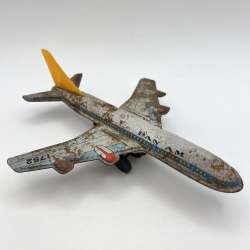 1970 Vintage Mini Kids Tin Metal Model of Plane Pan Am Boeing Jumbo Japan