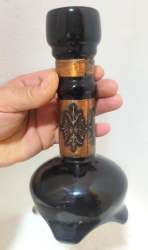 Vintage Black Ceramic Decorative Copper Long Neck Hookah Bottle Design Vase 8.2