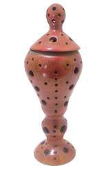 Hand-Made Ceramic Pottery Vintage Pot Candle Holder Perforated Lantern With Lid