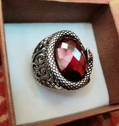 New-925K-sterling-silver-mens-jewelry-ring-made-of-red-zircon-stone-in-all-size